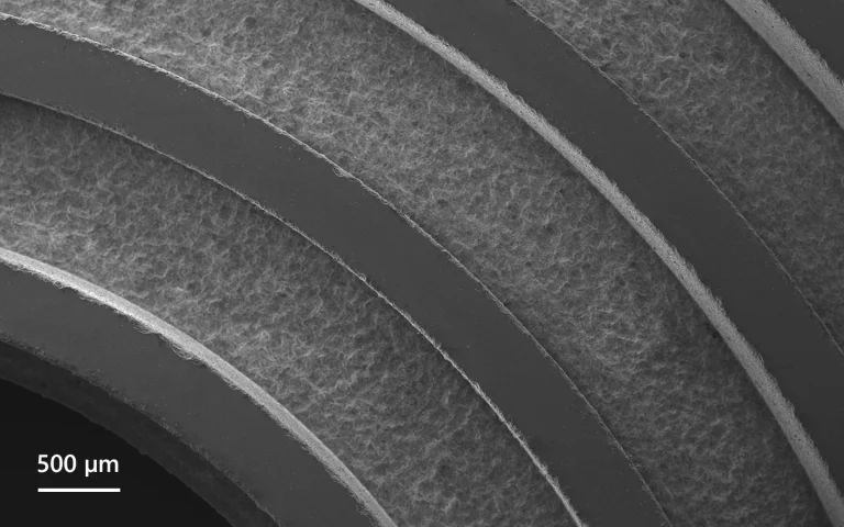 Bottom-up milling of fused-silica glass.