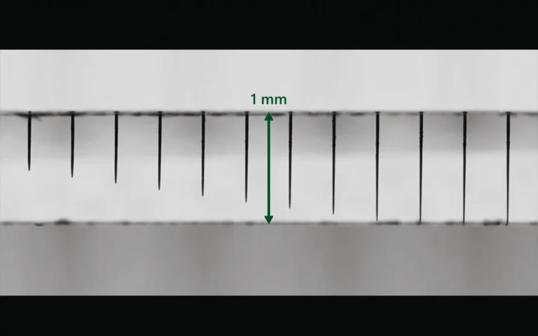 GHz burst assisted percussion drilling of high aspect ratio holes in EXG glass.