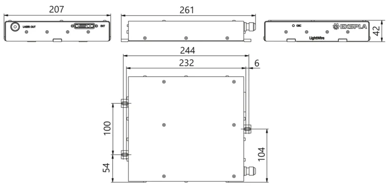 LightWire FFS series control unit outline drawing.