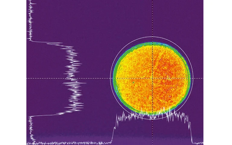 Typical beam profile of NanoFlux AWG laser system at 532 nm
