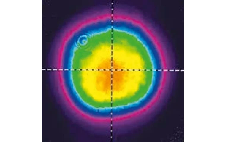 Typical NanoFlux HP system near field beam profile with Gaussian beam profile option.