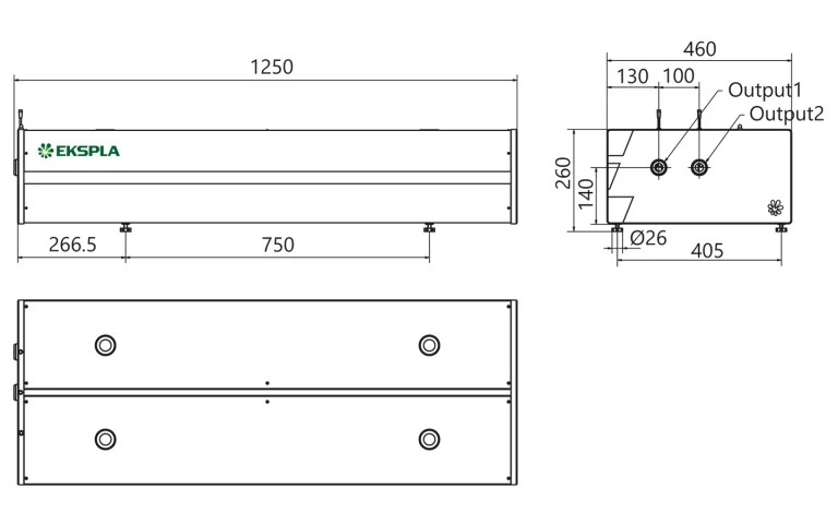 NanoFlux N3k10 or NanoFlux N5k10 laser head outline drawing.