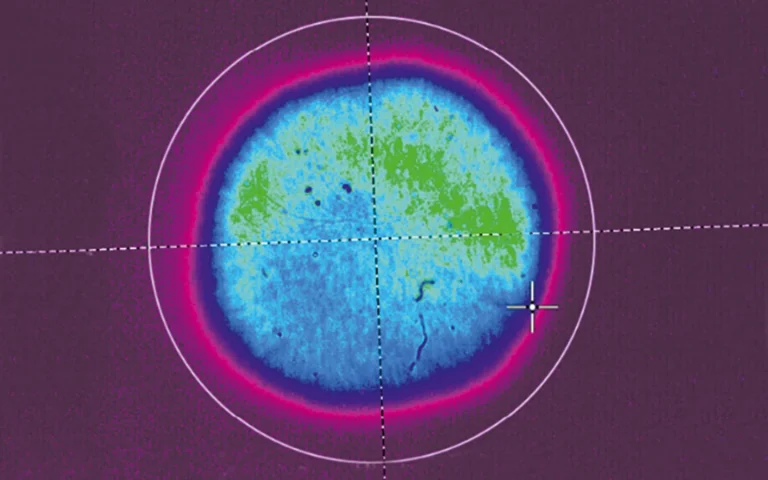 Typical beam profile of high M2 version of NanoFlux MM laser system at 532 nm.