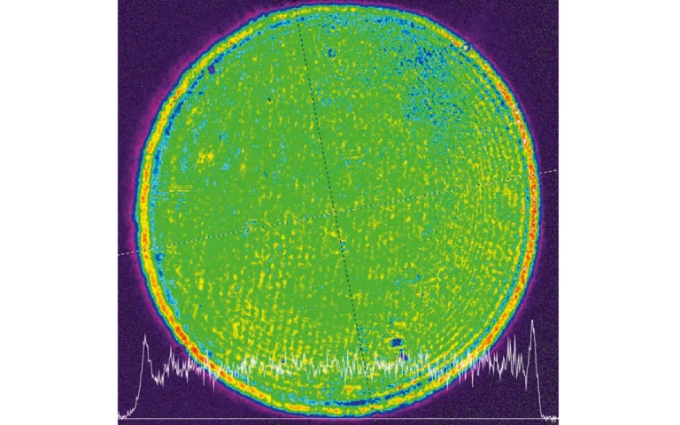 Typical beam profile of NanoFlux SLM laser system 30 cm from output at 532 nm.