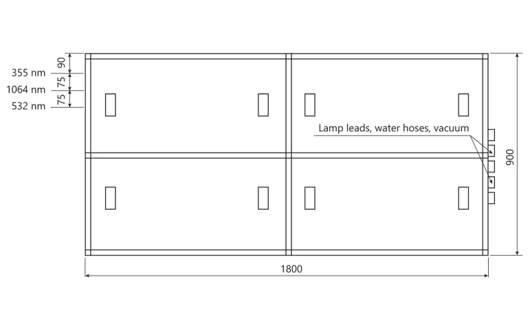 Typical PicoFlux P2k10 laser system external dimensions
