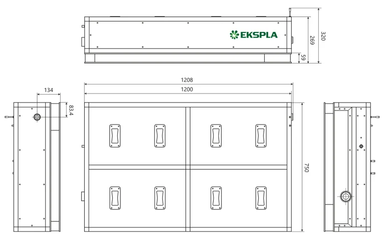 Typical UltraFlux FT031k laser system external dimensions