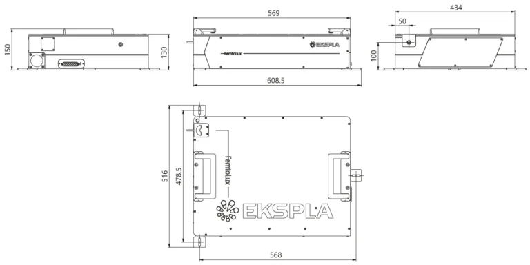 FemtoLux laser head outline drawing