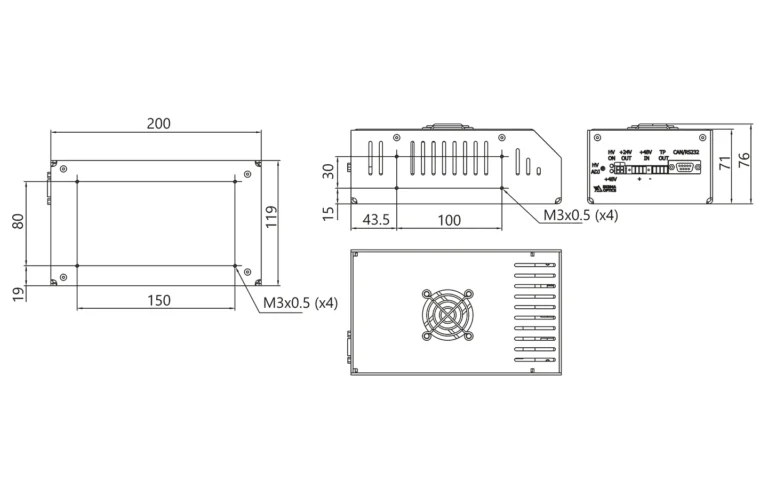 Drawings of high power encased HV power supply.
