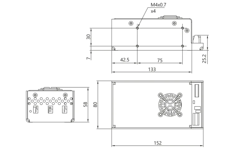 Drawings of encased HV power supply.