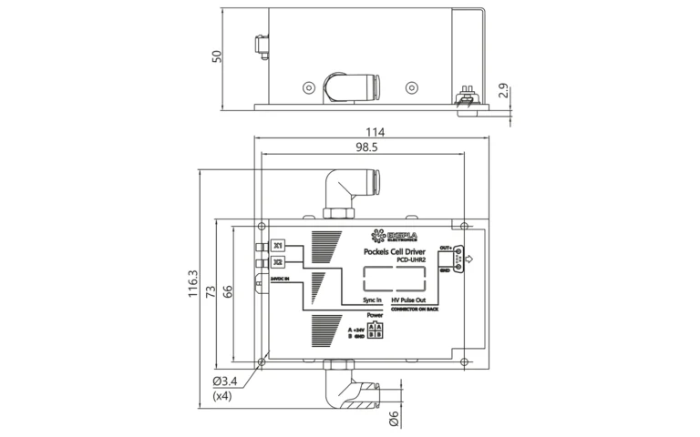 Drawings of PCD-UHR-C Pockels cell drivers.