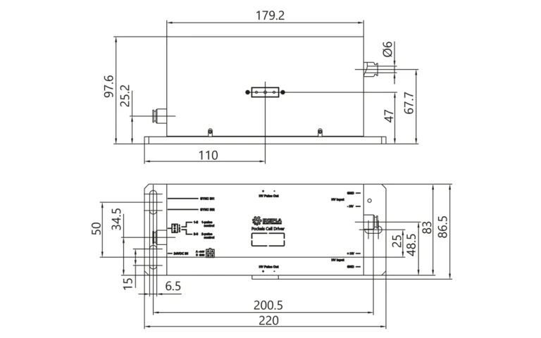 Drawings of PCD-UHR-III-C and 2PCD-UHR-III-C Pockels cell drivers.