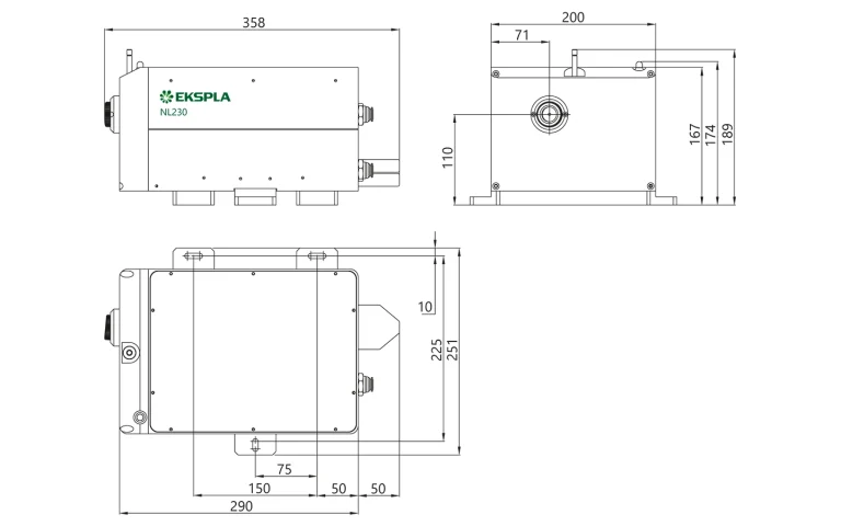Typical NL230 series laser head outline drawing