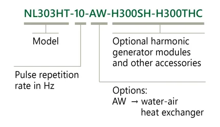 Ordering information of NL300 series lasers.