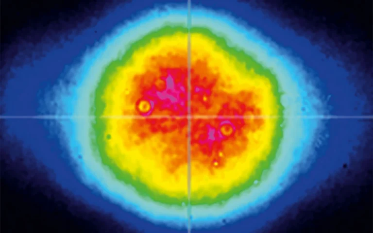 NT340 series laser typical beam profile at 450&nbsp;nm after ~1.5&nbsp;m distance from output