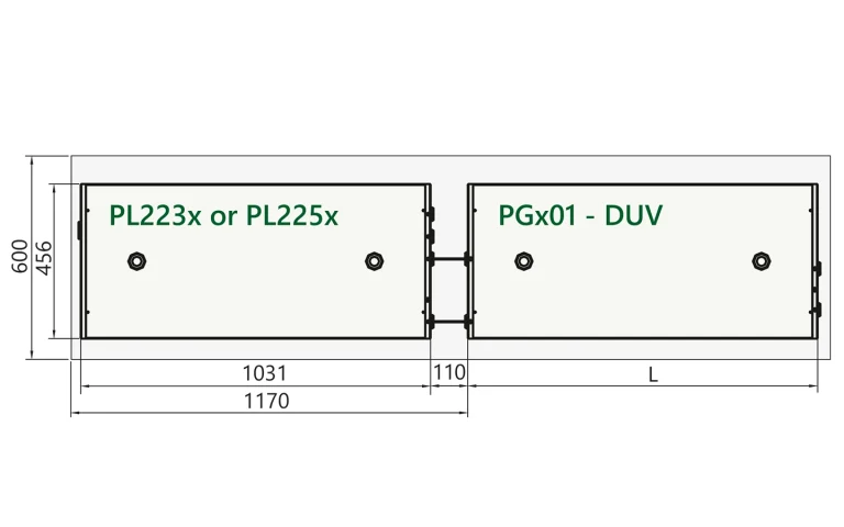 Arrangement of pump laser and PGx01-DUV unit on optical table