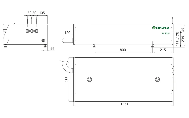 Dimensions of PL2250 series laser head