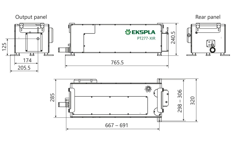 External dimensions of PT277-XIR and PT277-SI laser units