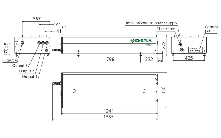PT403 series laser head typical outline drawing