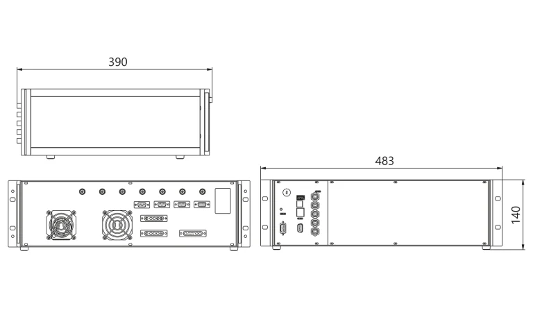 Outline drawing of PhotoSonus X power supply unit